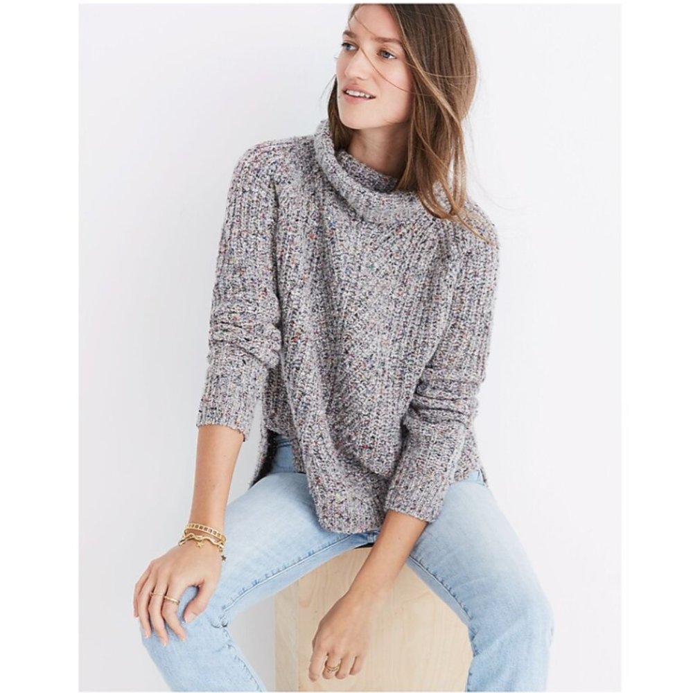 Madewell Colorfleck Ribbed Turtleneck Sweater | Size S